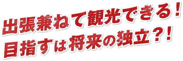 出張兼ねて観光できる！​目指すは将来の独立？！​